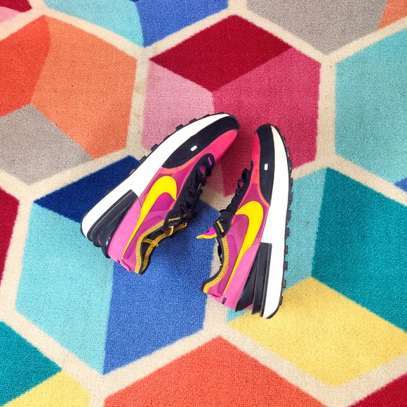 Nike Waffle One SE Pink Yellow Black Sneakers Womens Casual Running Shoes - Picture 5 of 6